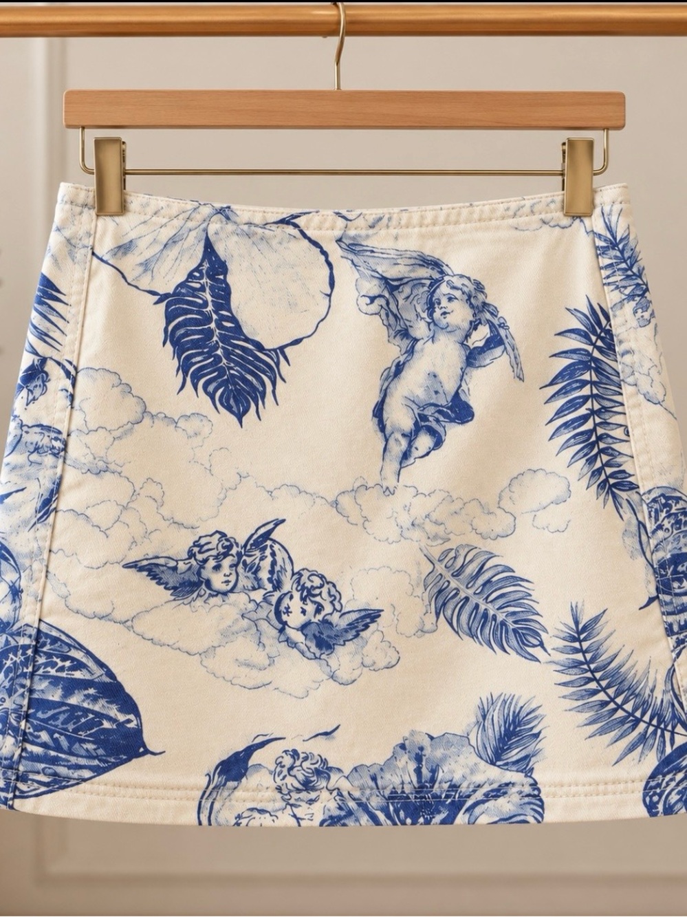 Zara Cream and Blue Toile Cherub Skirt